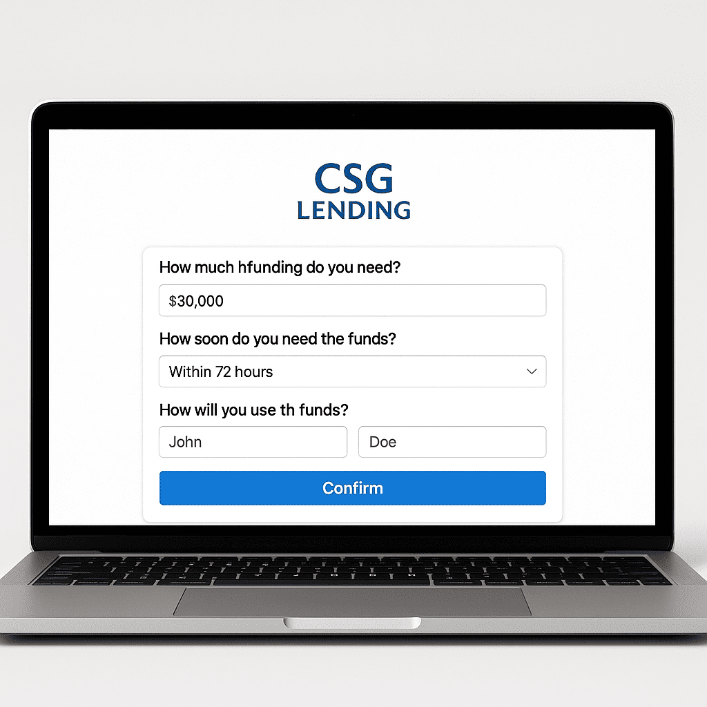 CSG Lending – Application form on laptop