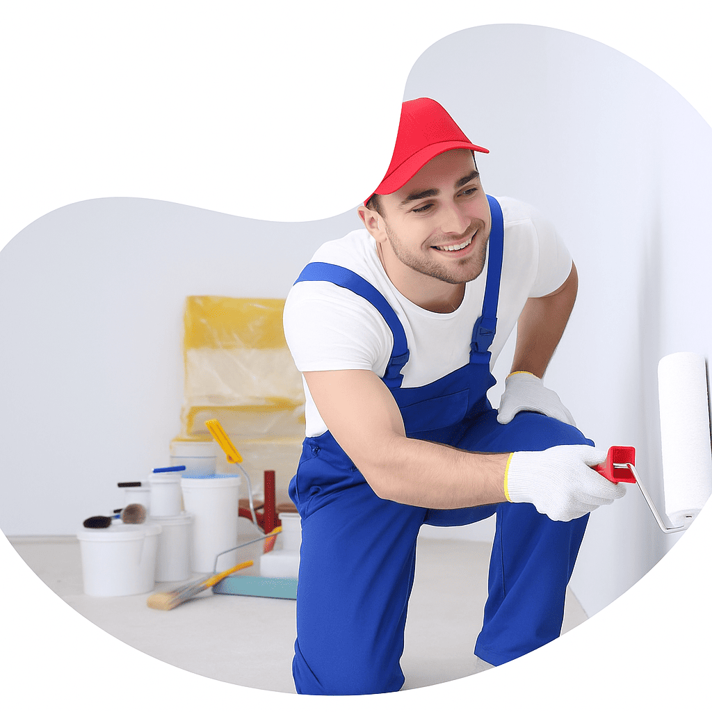 Contractor painting a wall